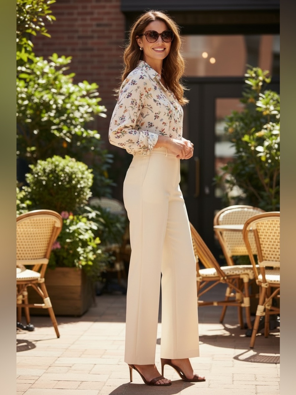 Boss Tailored Wide-Leg Slacks in Cream NWOT